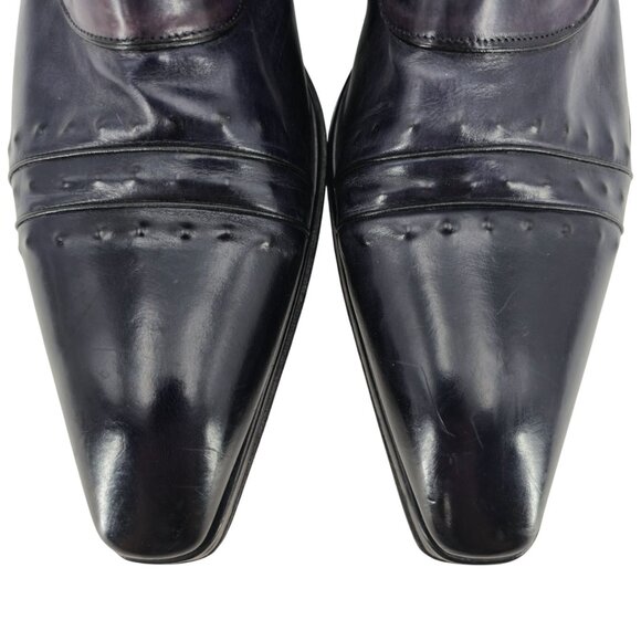 JO Ghost Navy Blue Leather Designer Zip Boots Mens 13 Italy Ankle Dress Shoes 46 - Picture 12 of 16
